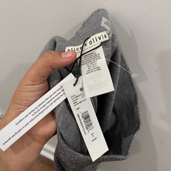Alice +Olivia metálic silver pants size S - Picture 6 of 7